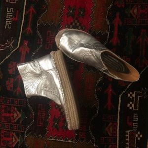 MM6 Silver Metallic Espadrille Boots